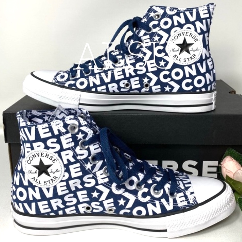 Converse Ctas Logo Navy Canvas High Top Men’s - Picture 5 of 8